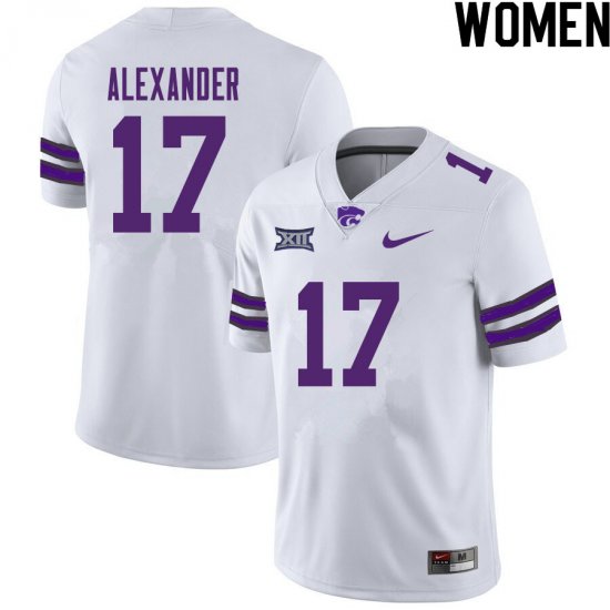 Sale - White Jonathan Alexander #17 Kansas State Women High School Official Football Jersey